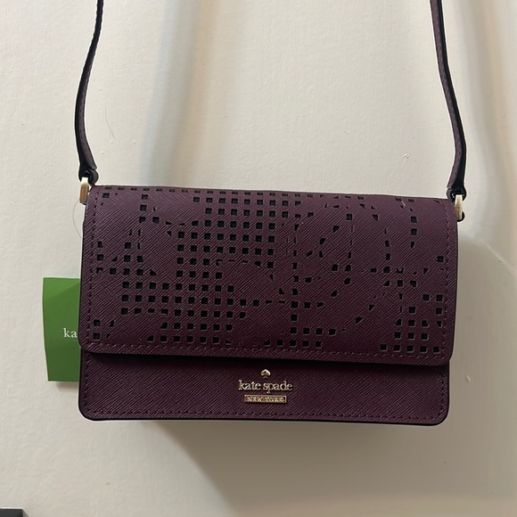 NWT Kate Spade Cameron Street Perforated Arielle Crossbody Bag in Deep Plum - Picture 4 of 10